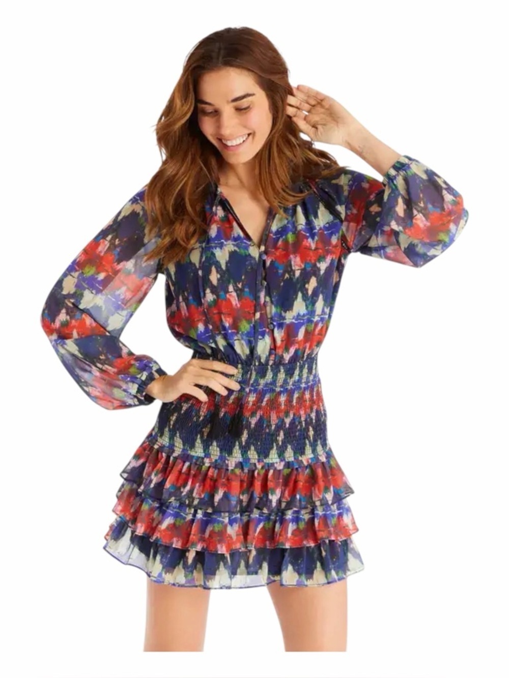 ALLISON NEW YORK Scarlett Dress in Multi Zigzag. Size Small.